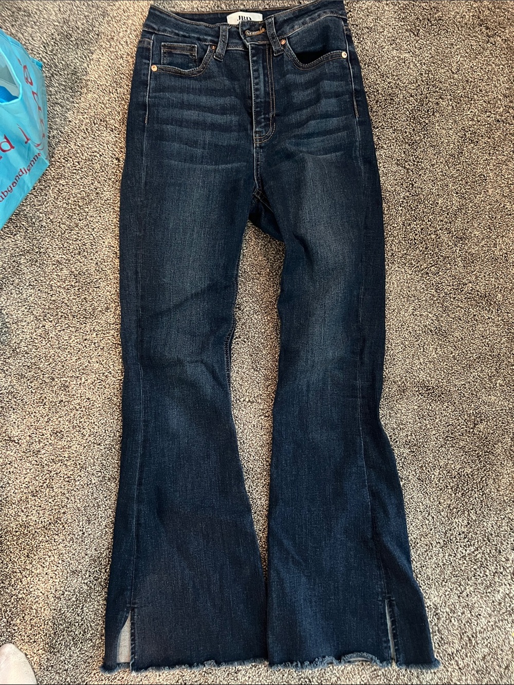 JBD HR Dark Wash Women’s Flare Jeans with Front Slits